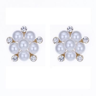 Pearl and crystal cluster stud earring